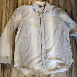 Mens Blue and White Striped Button Down Shirt